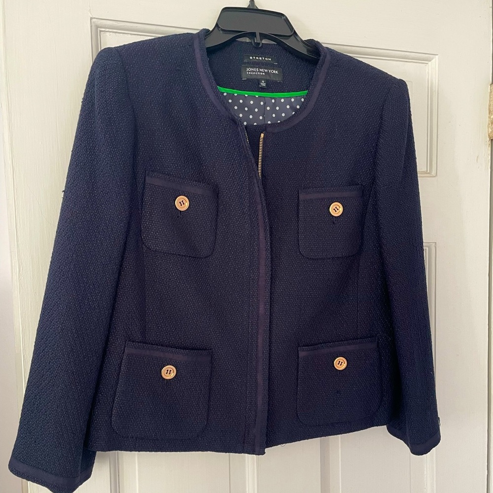 Ladies Navy Tweed Jacket